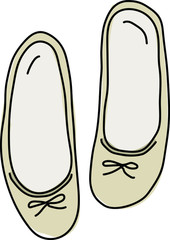 フラットシューズの手描きイラスト／パンプス／靴