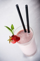 strawberry cocktail in glass with strawberry