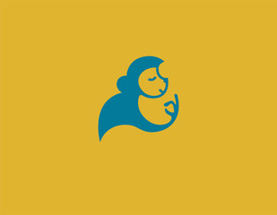 Creative logo icon funny monkey in profile