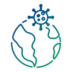 covid19 virus particle with earth planet line style