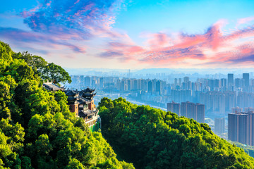 Temple architecture and city skyline in Chongqing,China. © ABCDstock