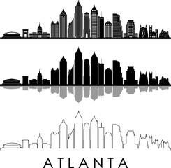 ATLANTA GEORGIA City Skyline Silhouette Cityscape Vector - 343082392