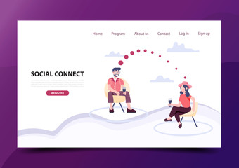 Social connect concpet of physical distancing. Health care and medical digital media landing page.