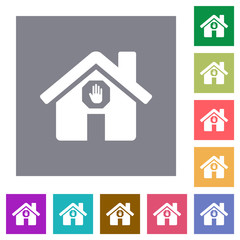 Home quarantine square flat icons