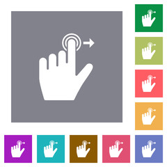 Left handed slide right gesture square flat icons