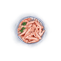 Watercolor Illustration of Chinese Cuisine - Mix Marinated Chicken Claws | 香糟凤爪
