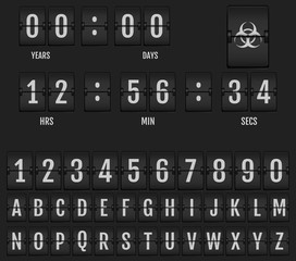Mechanical Scoreboard Alphabet. Coronavirus Doomsday Alphabet.