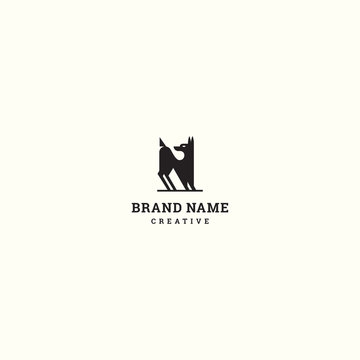  Vector linear logo design template - dog emblem - abstract animals and symbol