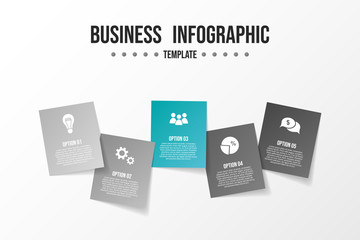 Business infographic template. Gray milestone with business icons. Vector