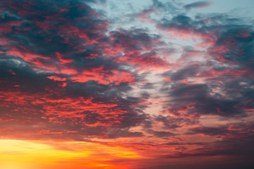 Purplish red, orange gradient sunset. Bright wallpaper