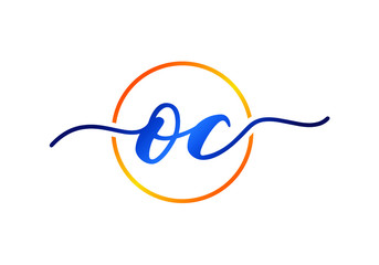 Elegant Letter OC Script Initial Circle Graphic Style Logo Design Combination Signature Element