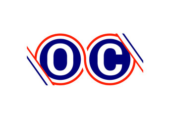 Circled O C Initials Company Logo Emblem Creative Design Blue and Red Corporate Sign Visual