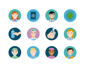 bundle of medical staff set icons