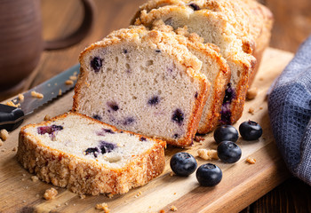 Sliced Blueberry Streusel Loaf Bread