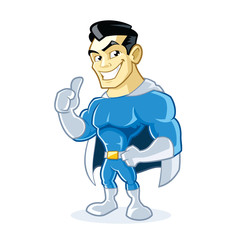 Fototapeta na wymiar superhero cartoon character showing thumb up sign 