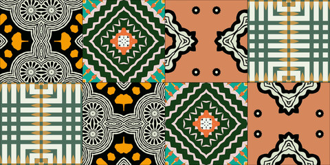 Black Black Tile acrylic painted seamless pattern, Vintage Moroccan pattern, seamless colorful Moroccan style Can be used for wallpaper, pattern fills, web page background,surface textures & textile