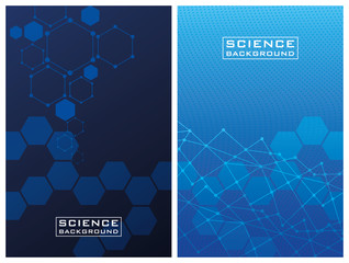 two blues colors science backgrounds with lines structures