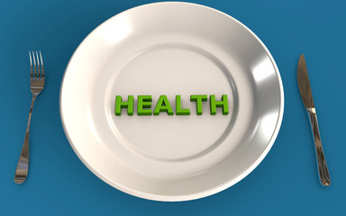 eating healthy concept 3d rendered isolated on blue background