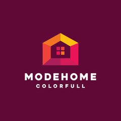 House Geometric Logo Design Vector. architecture Symbol and Home emblem icon for company.