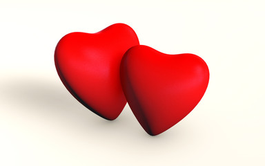 two red hearts in love connection relationship 3d rendered concept