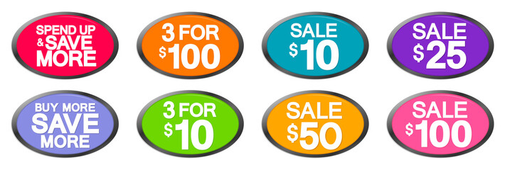 Set Sale banners design template, discount tags, vector illustration