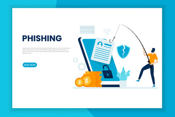 Mobile phishing attack illustration concept. This design can be used for websites, landing pages, UI, mobile applications, posters, banners