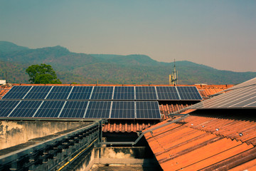 Solar panel installed on the orange roof