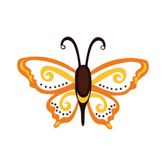 beautiful butterfly orange insect flat style icon