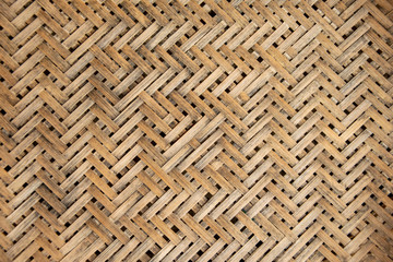 close up woven bamboo pattern background.