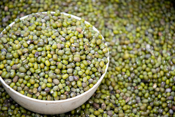 Green beans, Dried mung beans in a cup background