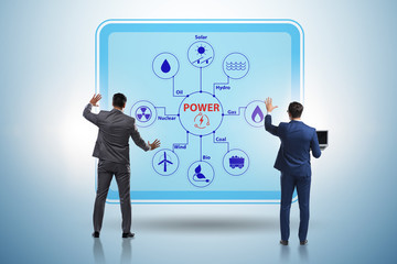 Energy mix concept with businessman