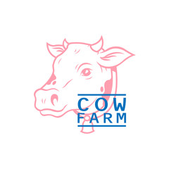 Cow Farm Logo. Vector of a cow head design on white background.