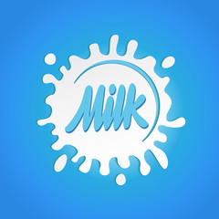 Milk hand written lettering logo, label or badge. Lactose, industry.