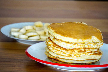 Homemade pancake hazelnut cream and jam breakfast dessert