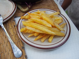 Freshly fried French fries, Medina, Chaouen (Chefchaouen), Morocc