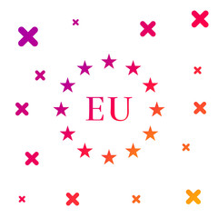 Color Flag of European Union icon isolated on white background. EU circle symbol. Waving EU flag. Gradient random dynamic shapes. Vector Illustration