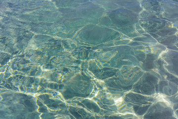 Fototapeta na wymiar Sun reflections on a clear water surface