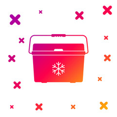 Color Cooler bag icon isolated on white background. Portable freezer bag. Handheld refrigerator. Gradient random dynamic shapes. Vector Illustration