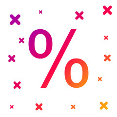 Color Percent symbol discount icon isolated on white background. Sale percentage - price label, tag. Gradient random dynamic shapes. Vector Illustration