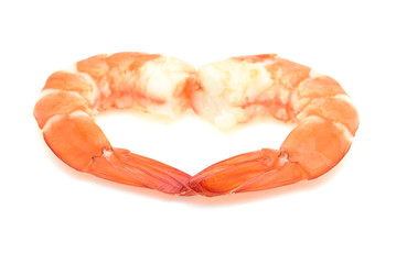 Steamed  shrimps isolated on white background.