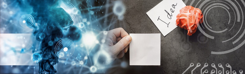 Colored pieces of paper. The concept of creativity and the formation of ideas. Creative thinking. Flying paper.