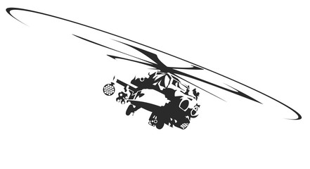 Military helicopter in one color. Vector illustration. © Andrew