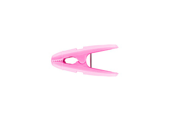 A new clothespin isolated on white background without shadow with beautiful pink color