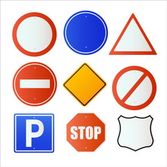 Road signs on white background. Vector illustration