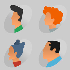 Collection of characters icons in flat design style.