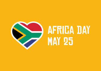 Africa Day with South Africa flag heart vector. The flag of South Africa icon. Flag of South Africa in Heart shape vector. Africa Day Poster, May 25. Important day