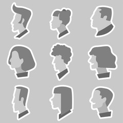 Collection of characters icons in flat design style.
