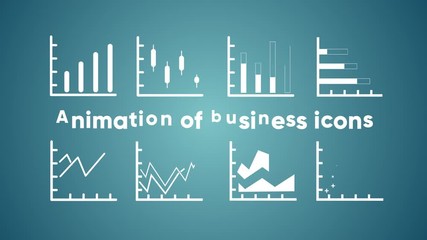 Animated business icons of financial indicators. These are different types of graphs that make your video more attractive. Alpha Channel Enabled - Powered by Adobe