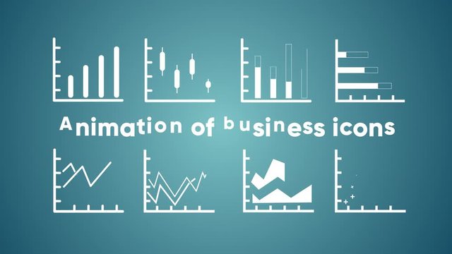 Animated business icons of financial indicators. These are different types of graphs that make your video more attractive. Alpha Channel Enabled - Powered by Adobe