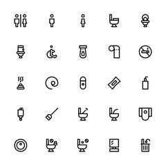 Set of Toilet Bathroom Public Symbol outline style icon - vector